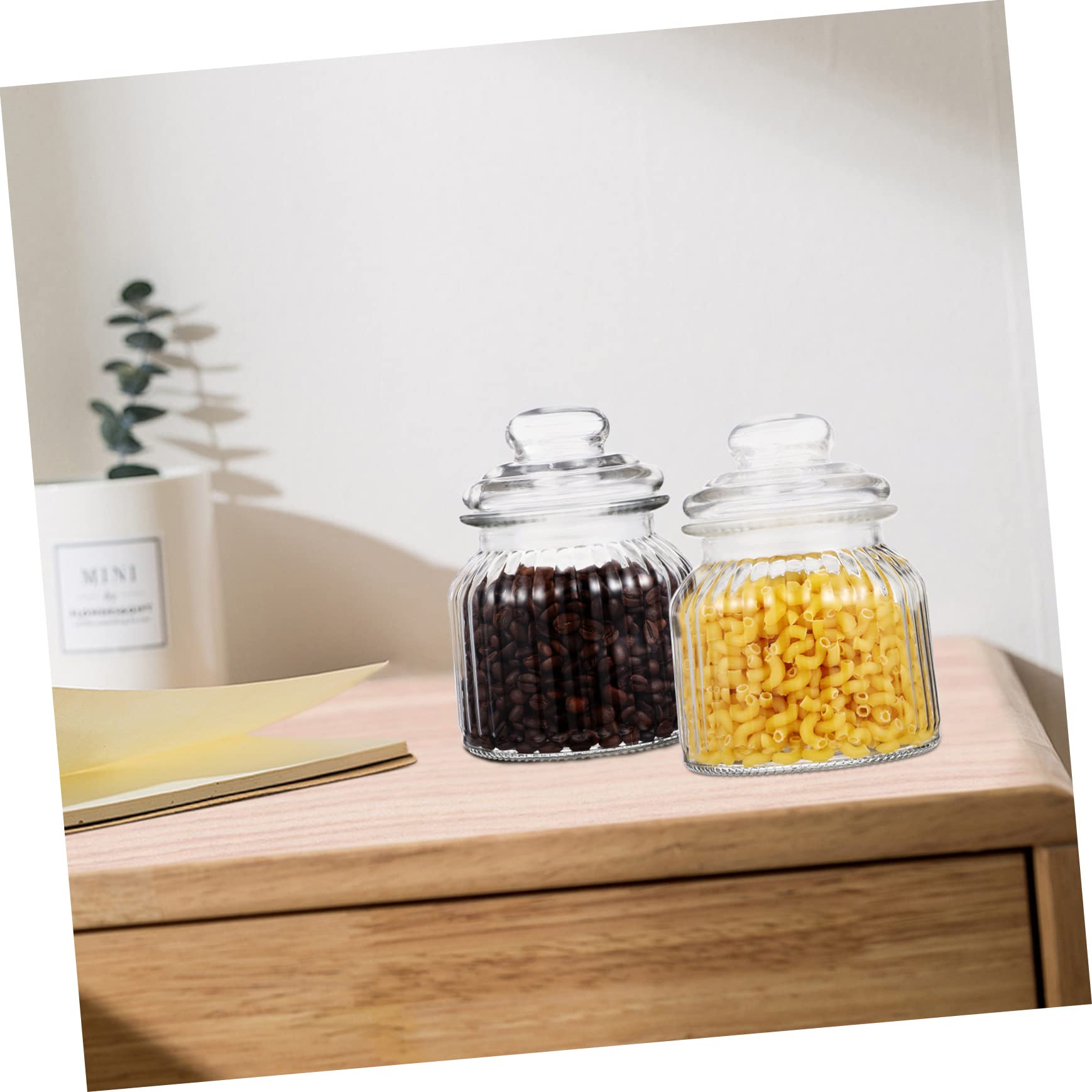 COLLBATH Set 2 Barattoli e Lavabile in Lavastoviglie in Vetro Trasparente 650ml Bocca Larga Coperchio Ermetico per Conservare Dolci e Snacks a Feste e Capodanno