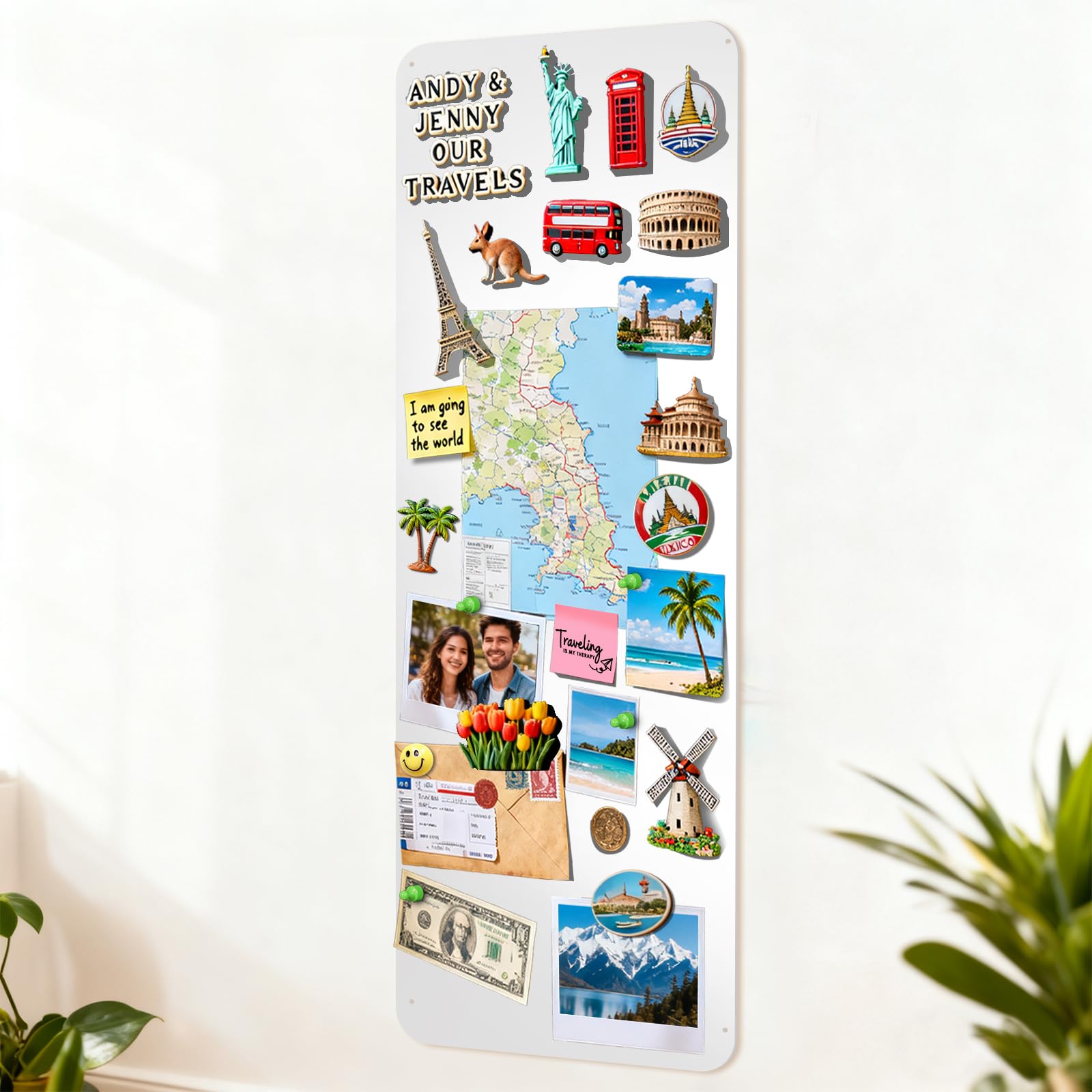 LYZZXI Magnettafel Weiß 30x70 cm: Urlaubsmagnete Display Board mit Starker Magnetkraft für Fotos & Souvenirs - Mode Magnetwand für Wohnzimmer, Büro | Ideal für Reiseliebhaber