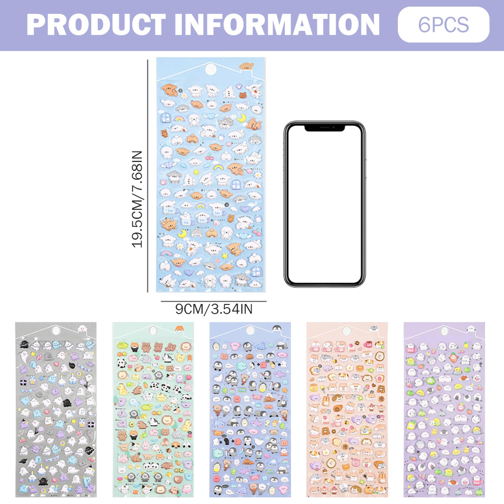 Autocollants 3D bouffants pour enfant, étiquette en mousse montable, dessin animé Kawaii Animal, pour téléphone portable Autocollants 3D bouffants pour enfant, étiquette en mousse montable, dessin animé Kawaii Animal, pour téléphone portable
