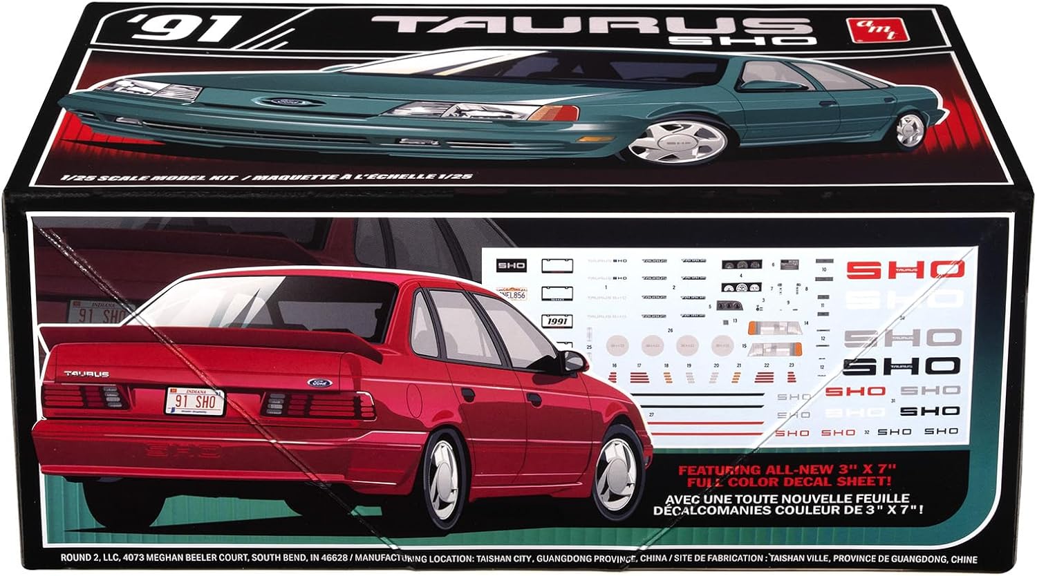 AMT 1991 Ford Taurus SHO Model Kit – 1:25 Scale Plastic Car Model, Skill Level 2, 80 Parts, Detailed Engine, Decals & Chrome Parts (Paint & Glue Required)