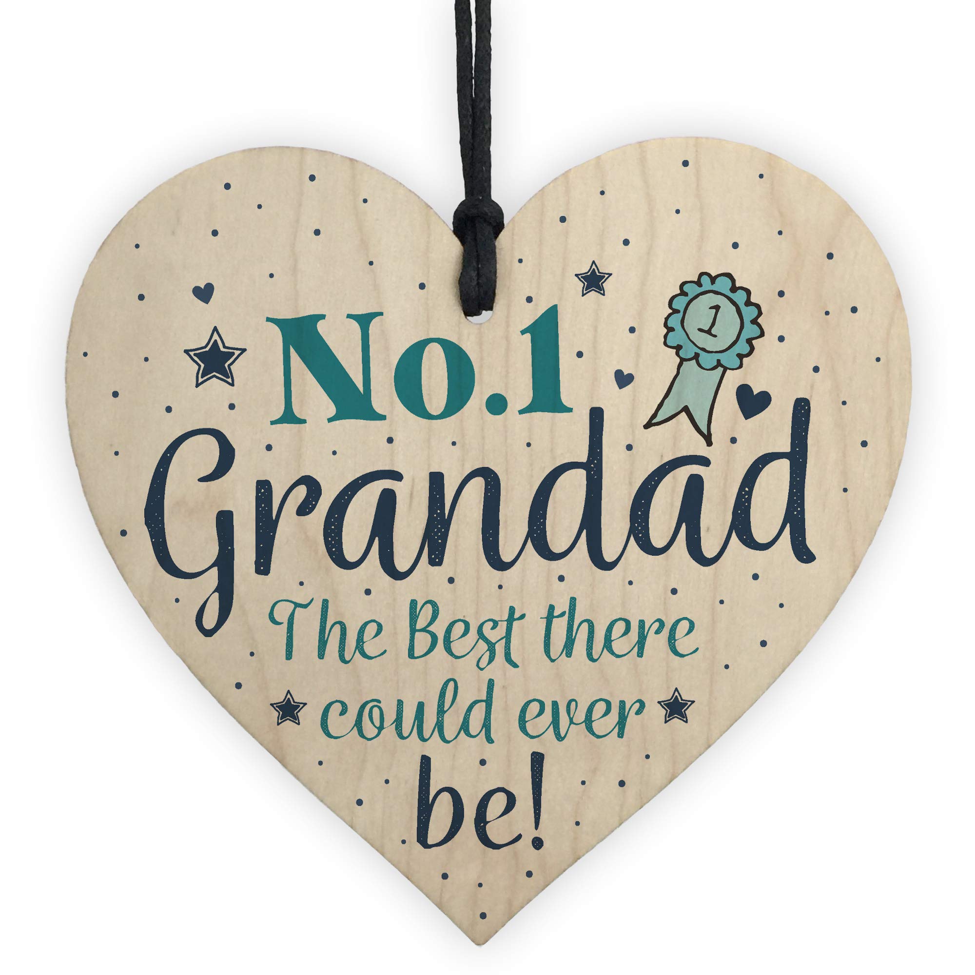 RED OCEAN No1 Best Grandad Gifts From Grandchildren Wooden Heart Grandpa Dad Men Father Birthday Gifts For Him