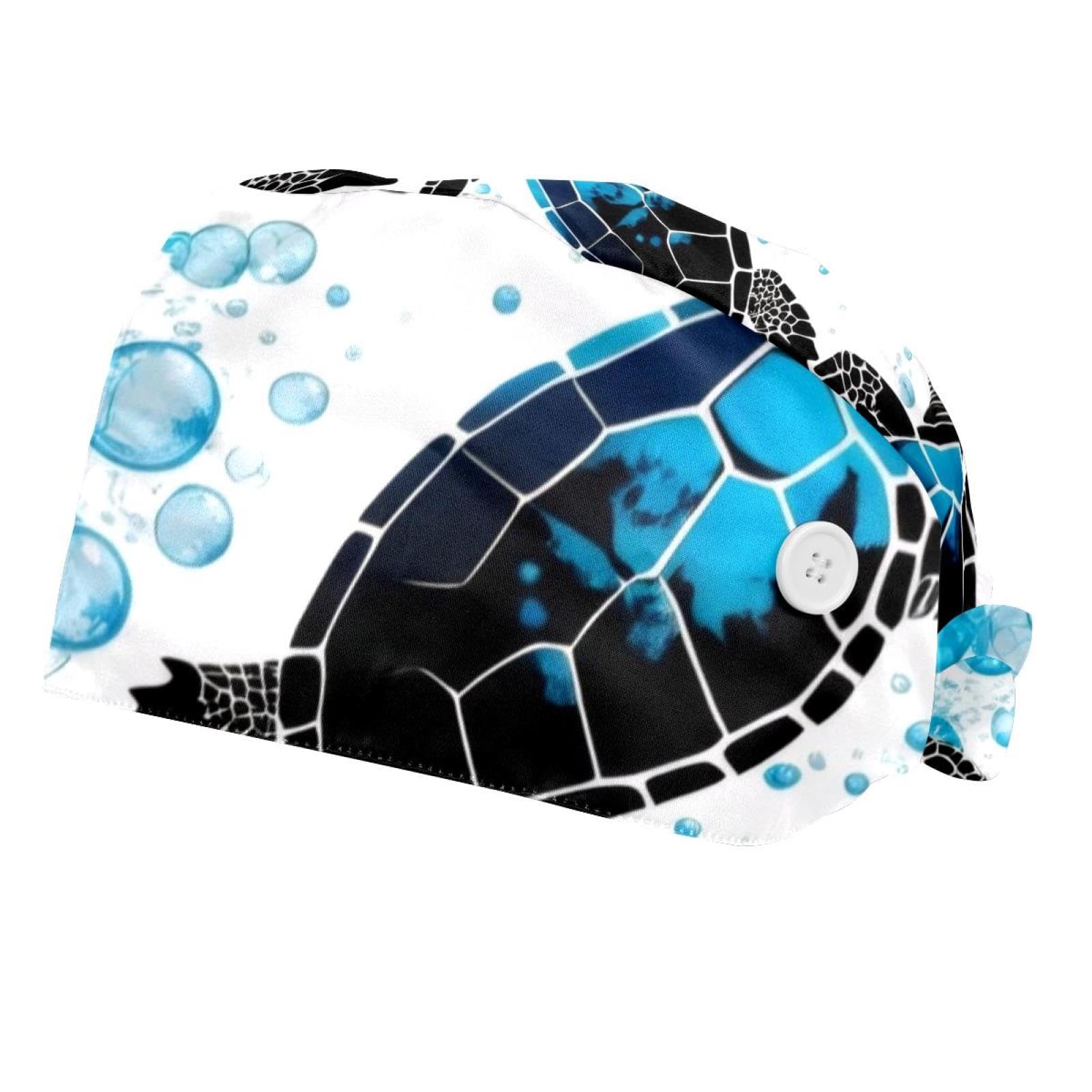 2 Pcs Watercolor Turtles Working Cap with Buttons Sweatband Adjustable Hats Tie Back Hats