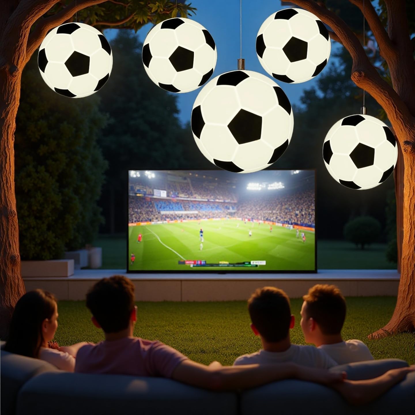 Solar LED Soccer Light - IP65 Waterproof RGB Color Changing Orb Lamp, Perfect for World Cup Decor, Soccer Match Viewing Parties, Outdoor Patio, Pool & Yard Accents Warm White/White/RGB