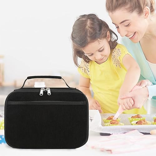 Miniatura 7 de Bluboon Lonchera con aislamiento para niños y niñas, para la escuela, lonchera de pana, organizadora, bolsa de almuerzo para niños y niñas (pana