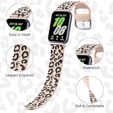Silicone Strap Compatible for Samsung Galaxy Fit 3 Strap, Leopard Pattern