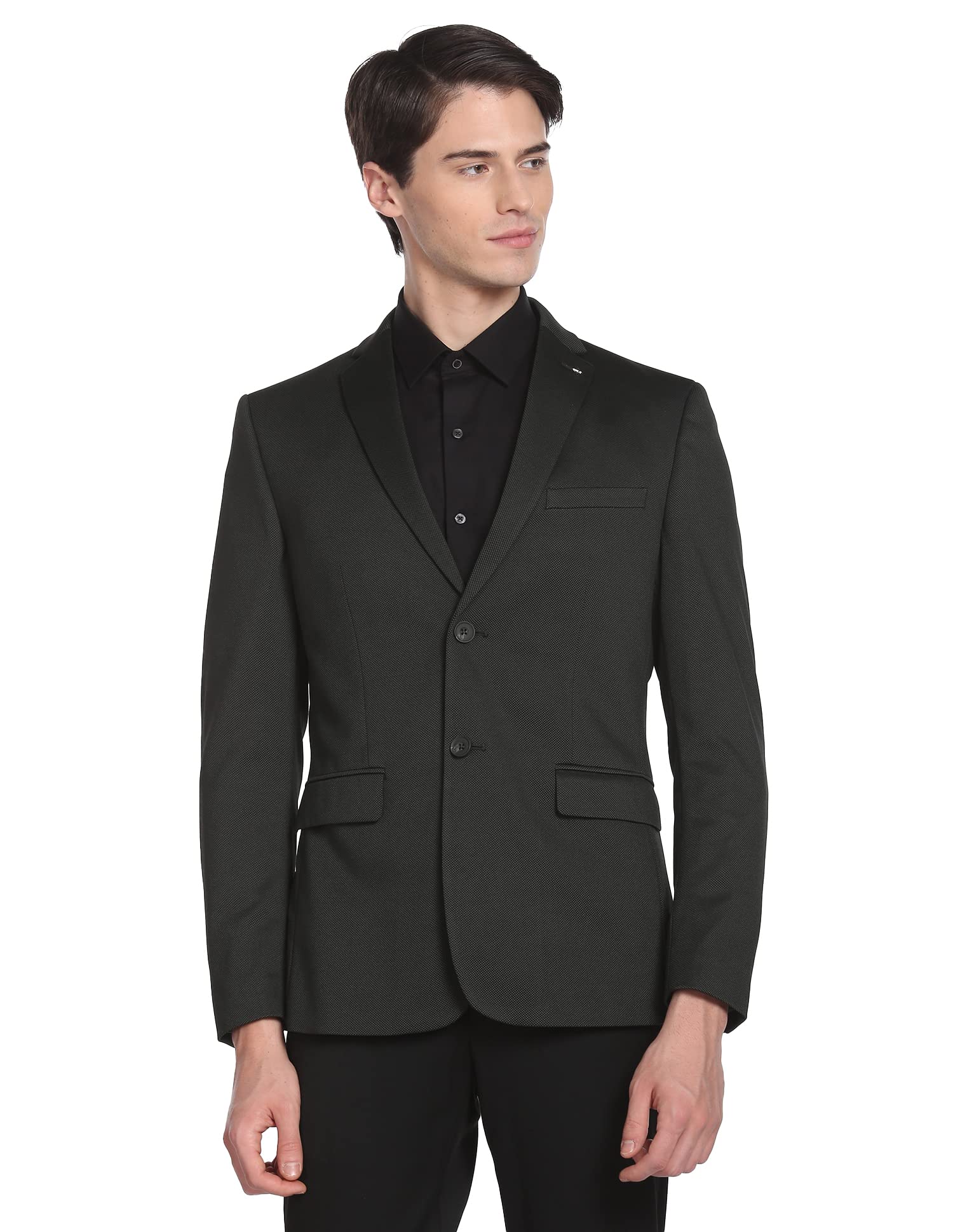 arrow Patterned Knit Polyester Slim Fit Blazer-picture-55