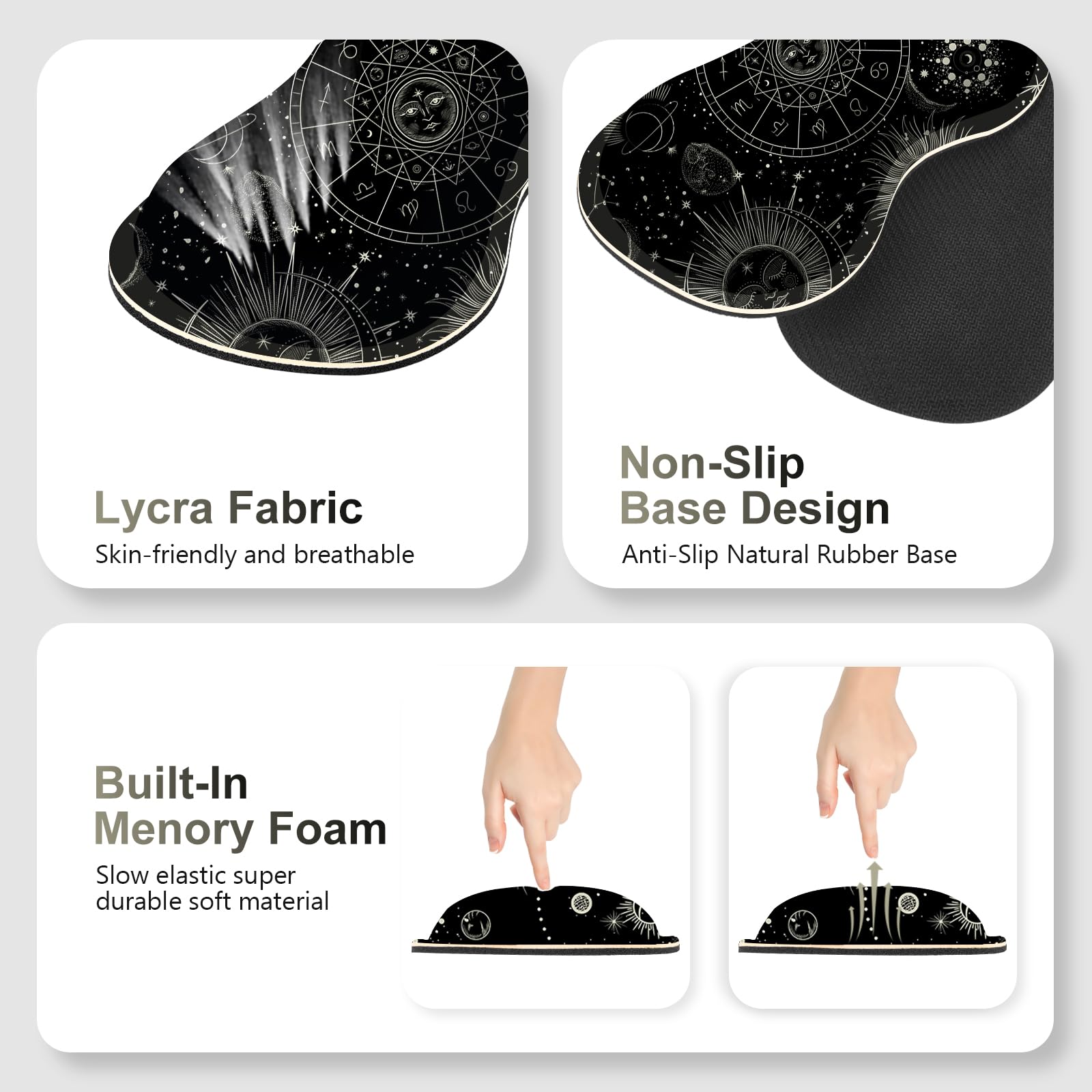 NXZGO Gaming Mouse Pad Keyboard Wrist Support, 4 in1 Mousepad Set with Wrist Keyboard Rest, Computer Desk Mat, Non-Slip Desk Pad Protector with Memory Foam Easy Typing Pain Relief I Moon Sun Cosmic