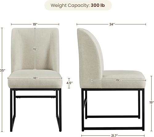 Miniatura 3 de Topeakmart Sillas de comedor modernas, sillas de comedor tapizadas, sillas de invitados sin brazos con patas de metal con respaldo medio para sala