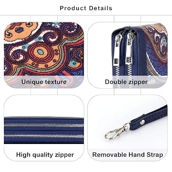 Autumnwell Long Clutch Wallet With Wrist Strap – Holds Cards, Cash, Phone, Dusty Blue - View #6