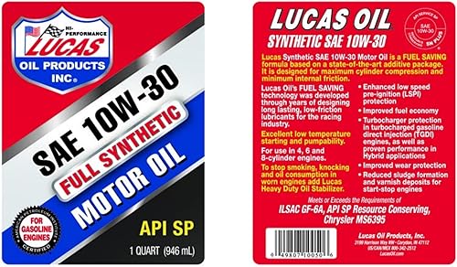 Miniatura 2 de Lucas Aceite 10050 SAE 10W-30 Aceite de motor sintético - Botella de 1 cuarto de galón