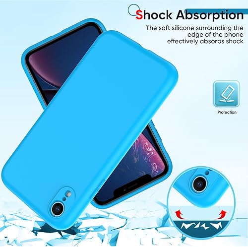 Miniatura 4 de LeYi Funda para iPhone-XR con 2 protectores de pantalla de vidrio templado, silicona líquida de cuerpo completo a prueba de golpes con forro de
