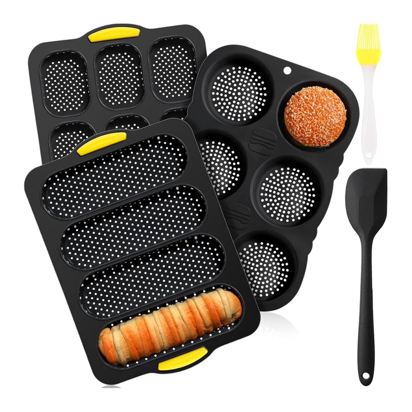 Ensemble d ' ustensiles de cuisson en silicone de qualité professionnelle avec plusieurs cavités, ensemble de cuisson de pain pour différentes formes et tailles de pain, équipement de cuisson