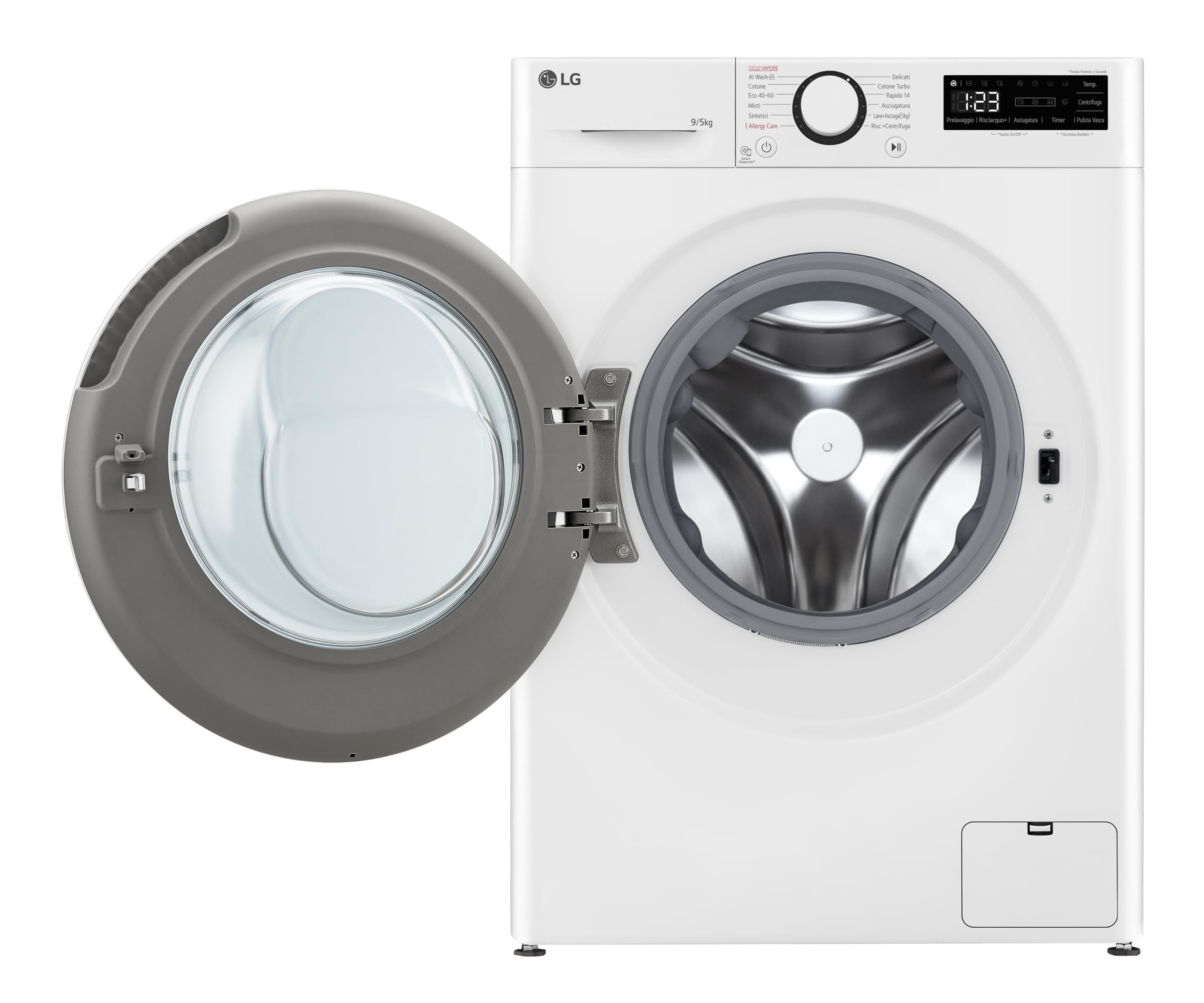 LG D2R5S09TSWW Lavasciuga 9.5 kg, Classe A-10%/E