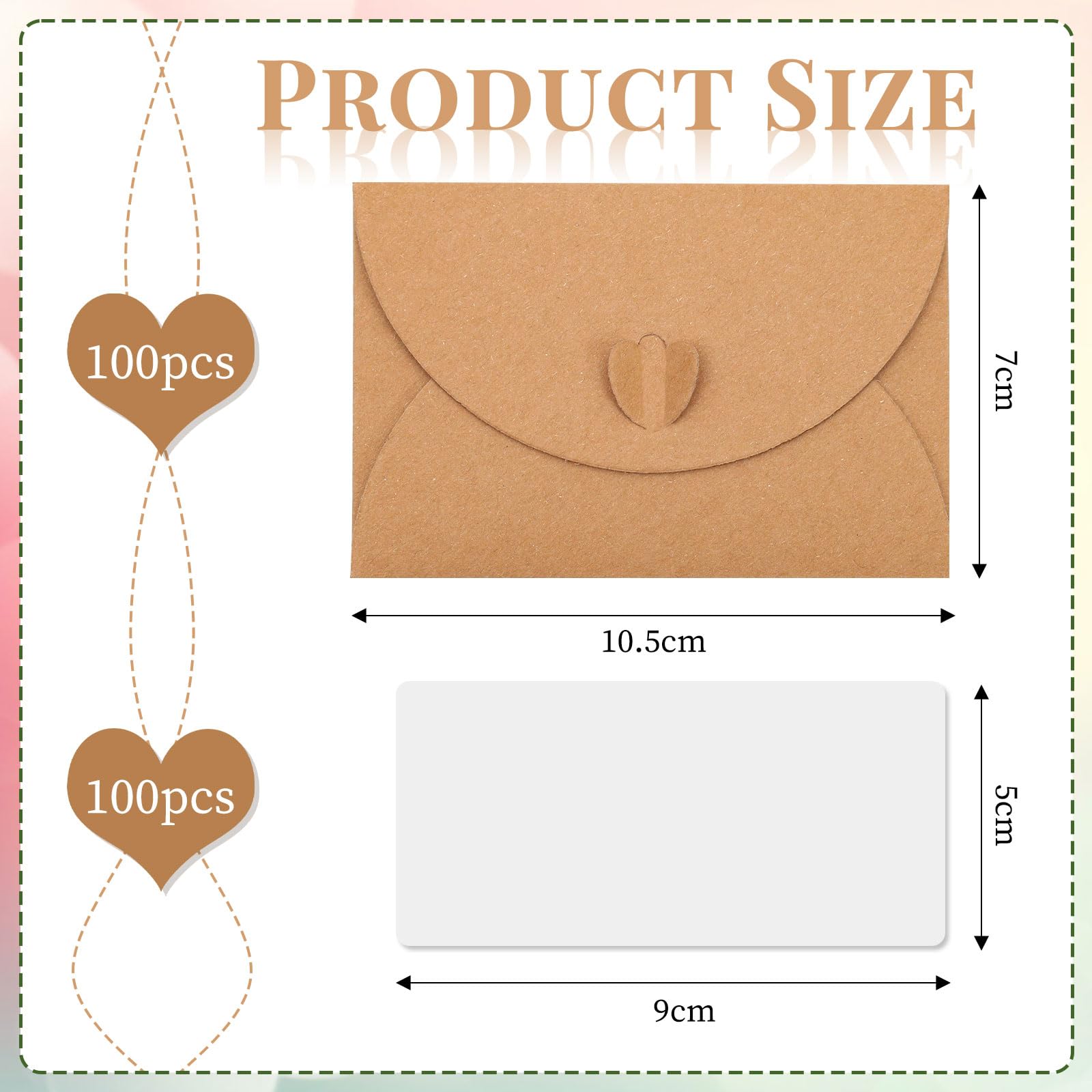 Buste di Carta Kraft 10.5x7cm con Carte Bianche, Chiusura a Cuore Farfalla per Regali Fai da Te