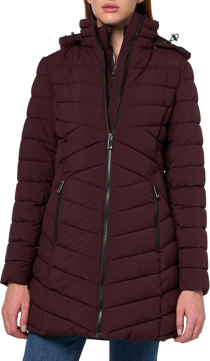 Nautica womens Stretch Puffer Jacket –winter Coat With Interior Bib, Hood & Reinforced Nylon Lining