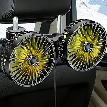 Backseat Fan for Car Backseat, Car Headrest Fan for Backseat for Kids No Battery