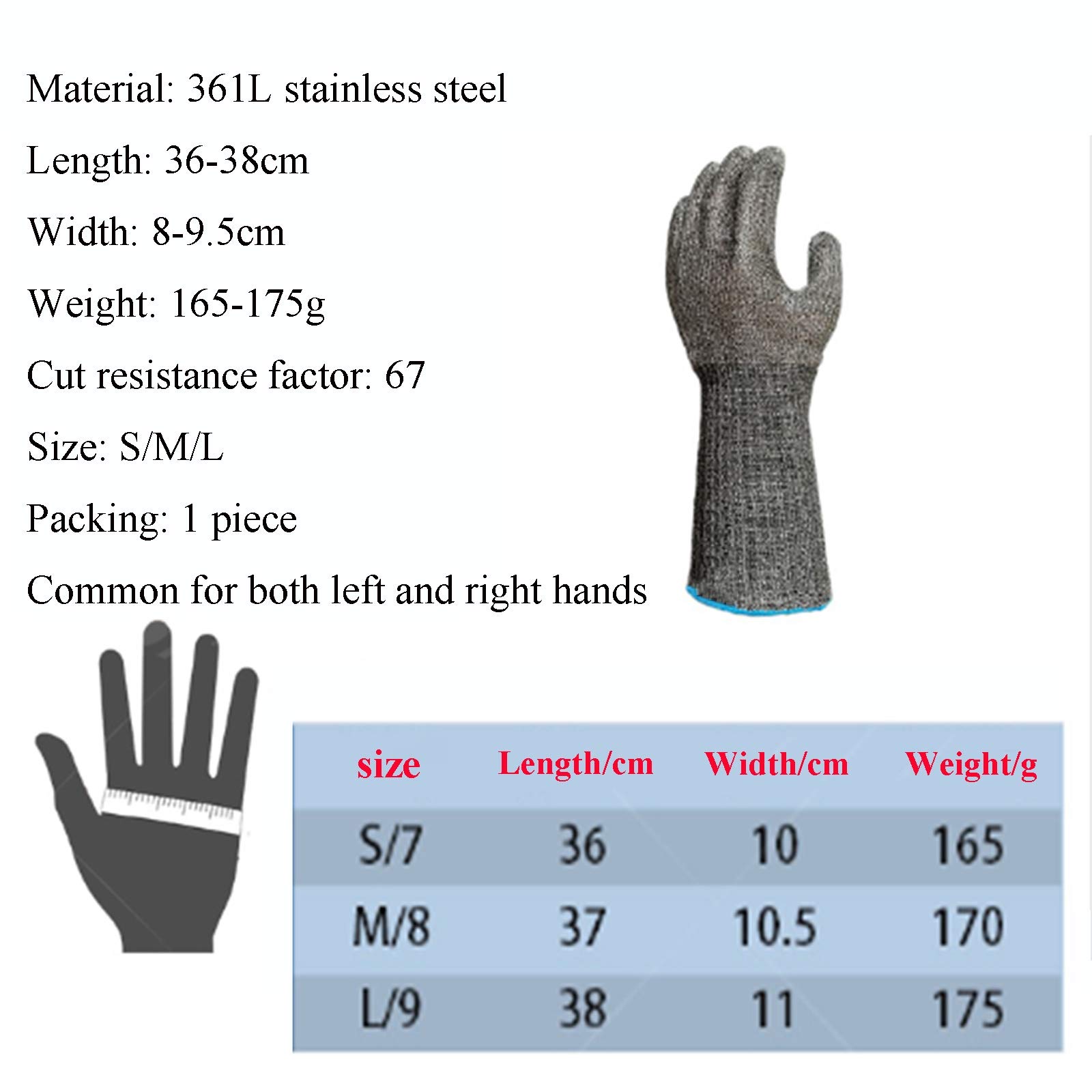 WXYZ Guantes Resistentes al Corte de Metal Pesado, Guantes de Trabajo de Seguridad Protectores de Grado 5, for Cocina/jardín/Captura de Cangrejo (Size : 2pcs/S)