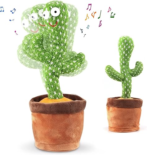 Miniatura 5 de Juguete parlante de cactus bailarín, retuélvete cantando imitando cactus, repite lo que dices, canta, baila, grabación, LED (120 canciones)
