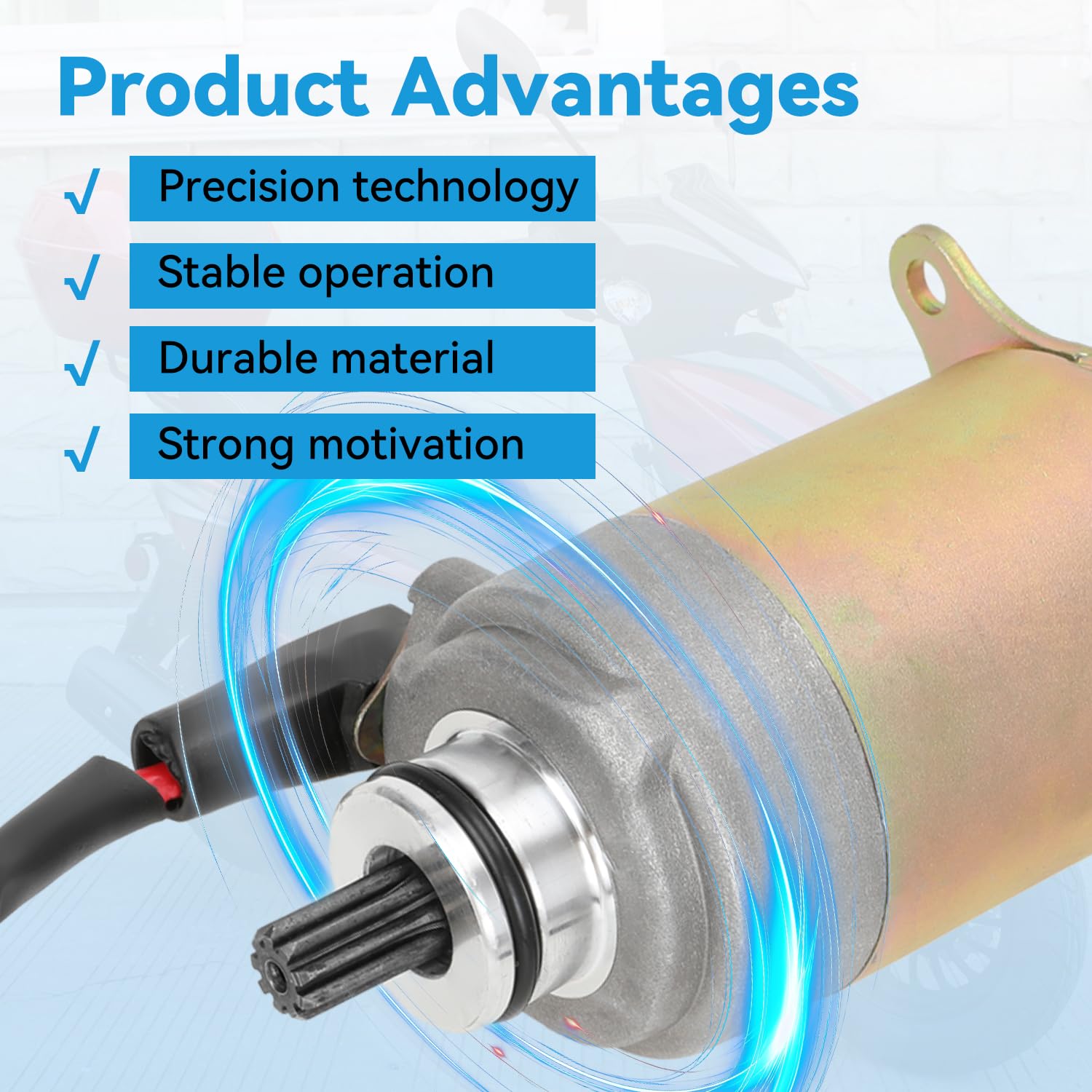 GY6 150cc Starter Motor Compatible with 125cc 200cc 250cc Taotao Scooter Moped 157QMJ 4-Stroke Engine Roketa Sunl Baja Icebear Jonway Motorcycle ATV Go Kart Parts with Solenoid Relay (9T)