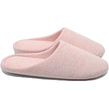 ofoot Womens Non-Slip House Slippers - Lightweight Cotton Memory Foam Indoor Slip-On, Machine Washable & Foldable Travel Design for Home, Yoga, Narrow/Wide Fit Options