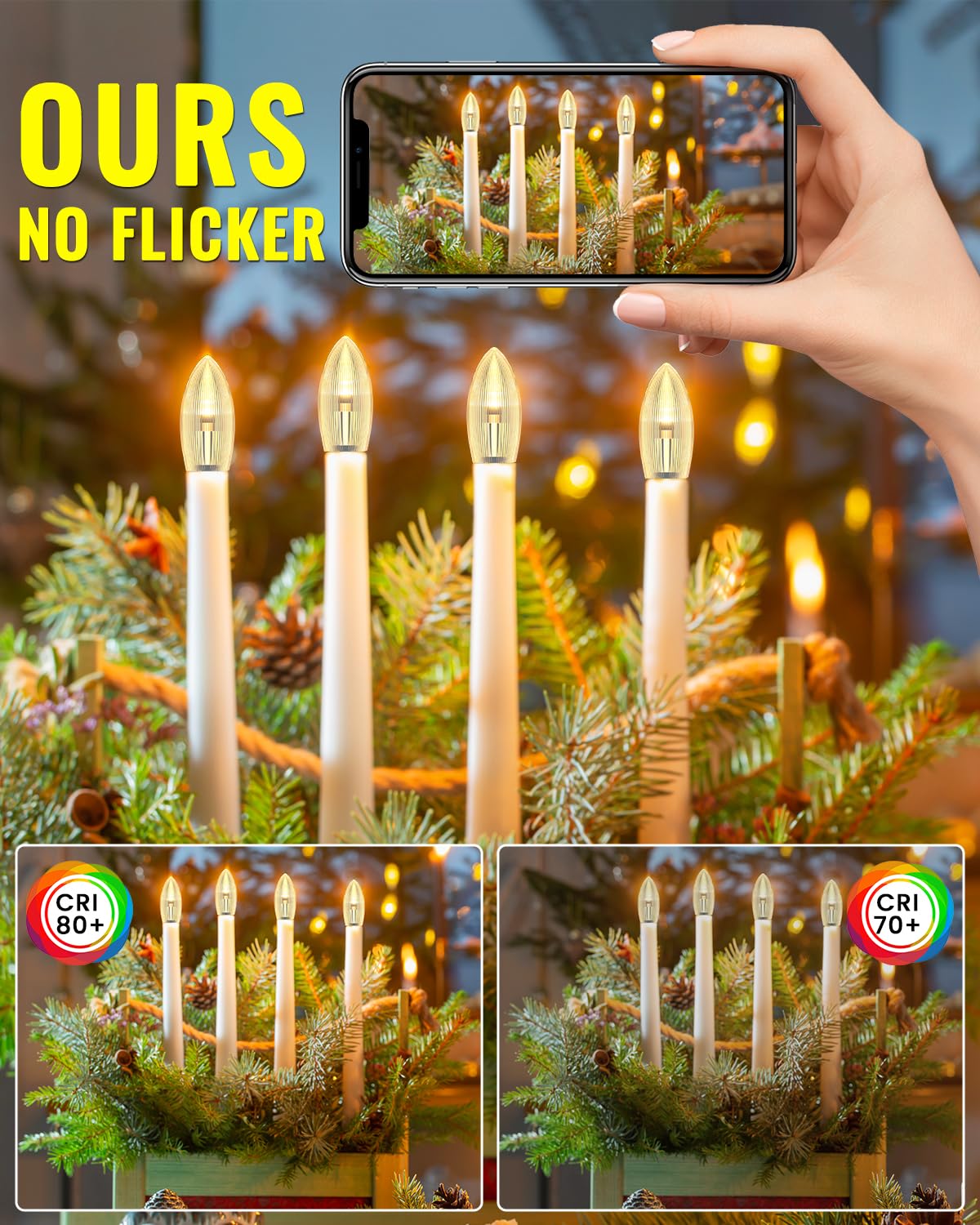 10 Ampoules E10 3W 23V Blanc Chaud 2400K - Bougie Conique Pour Guirlandes Noël, Chandeliers, Ponts à Arc - 6