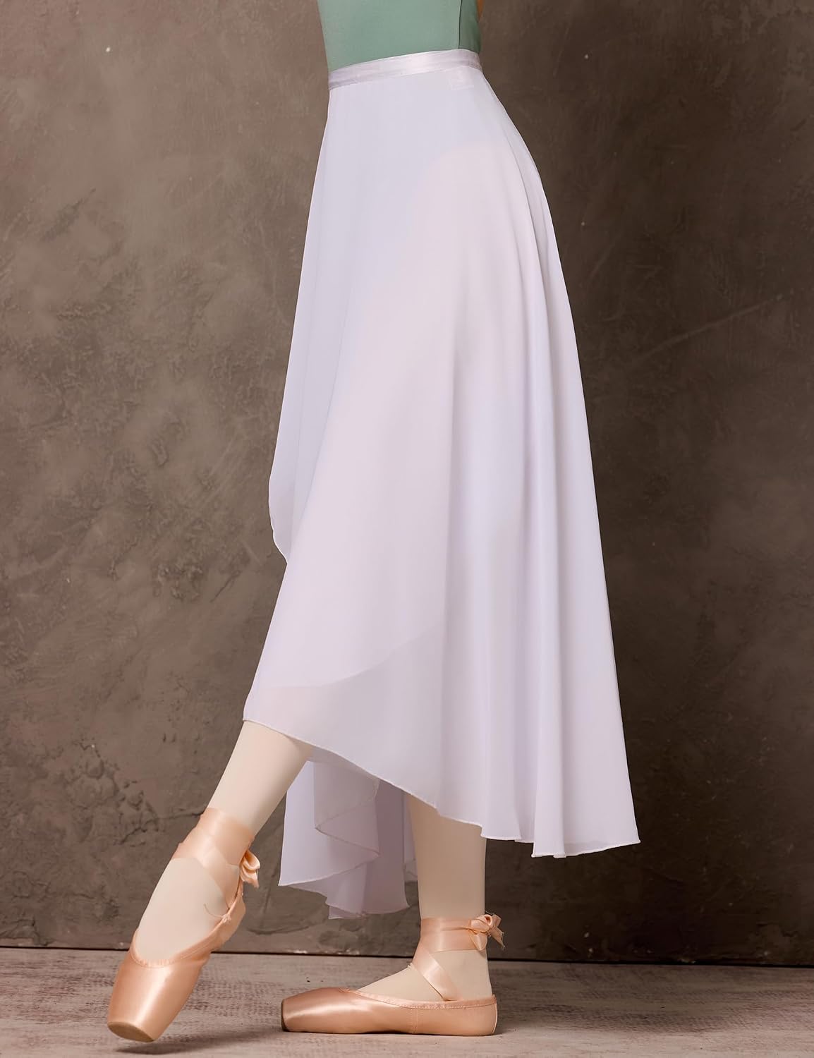 LingTing Dance Skirts for Women, Long Chiffon Ballet Skirt, Women's Dance Wrap Skirt with Tie