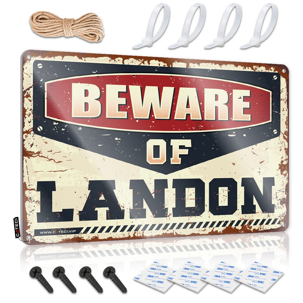 STWNVOITV Retro Signs Beware Of Landon Tin Sign Outdoor Bar Signs Tin Sign Metal(30X40CM)
