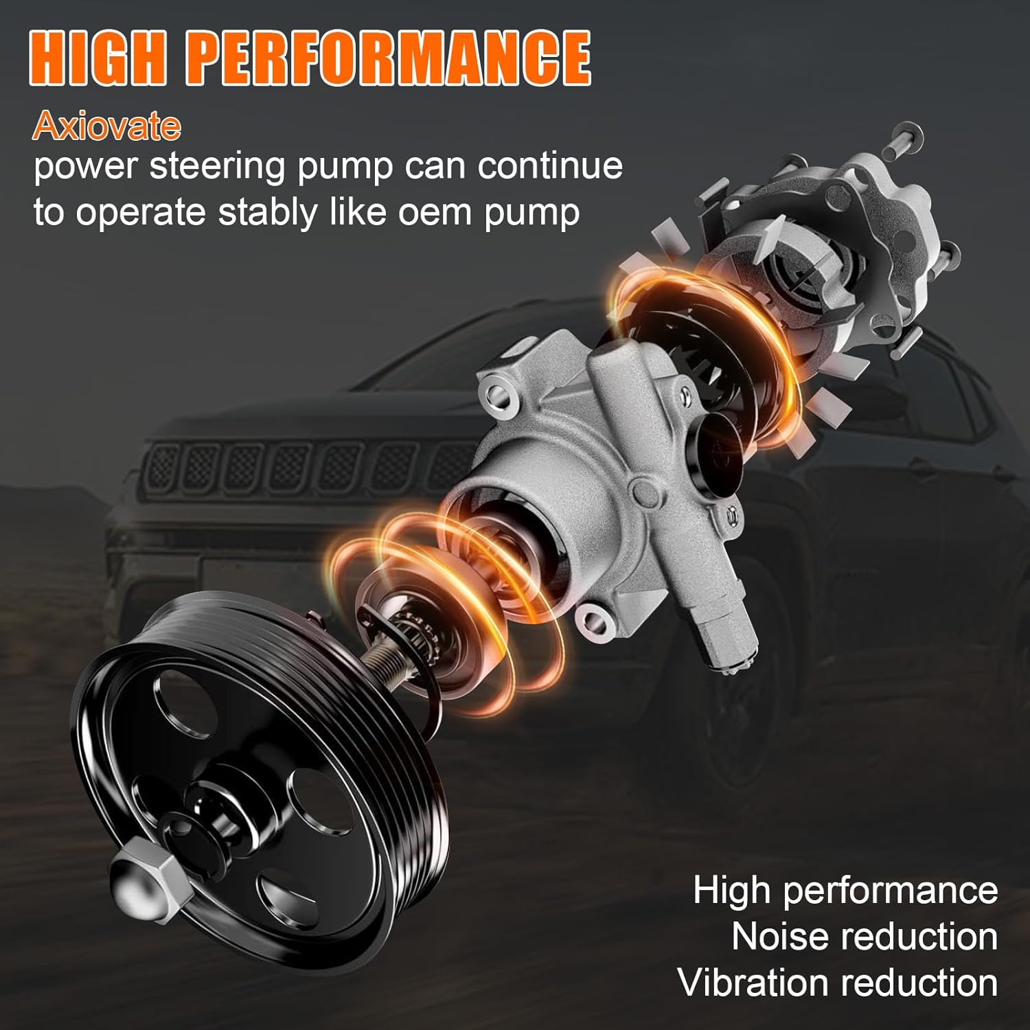 Power Steering Pump Assembly with Pulley & Reservoir for Toyota Tacoma 1996-2001, for 4Runner 1996-2000 2.4L 2.7L L4 Replaces 96-5228 21-5228 44320-35630 44320-60260