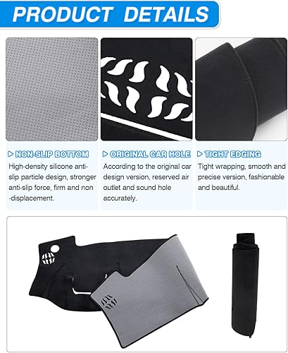 Miniatura 6 de Cartist Cubierta de tablero, accesorios de auto, tapete antideslizante, antirreflejos (gamuza negra)