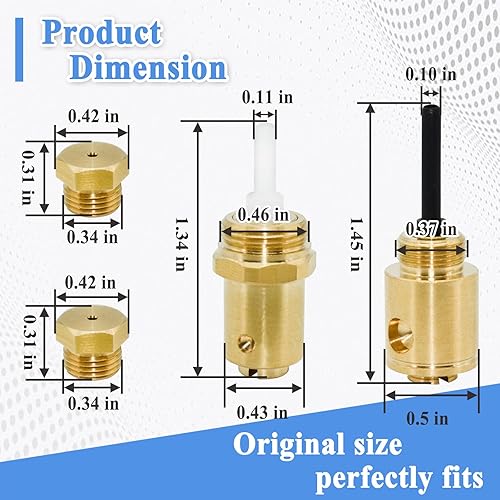 Miniatura 2 de Piezas de conversión de propano líquido del secador de gas W11581316 para secadores de 29 pulgadas, 4 kits de latón