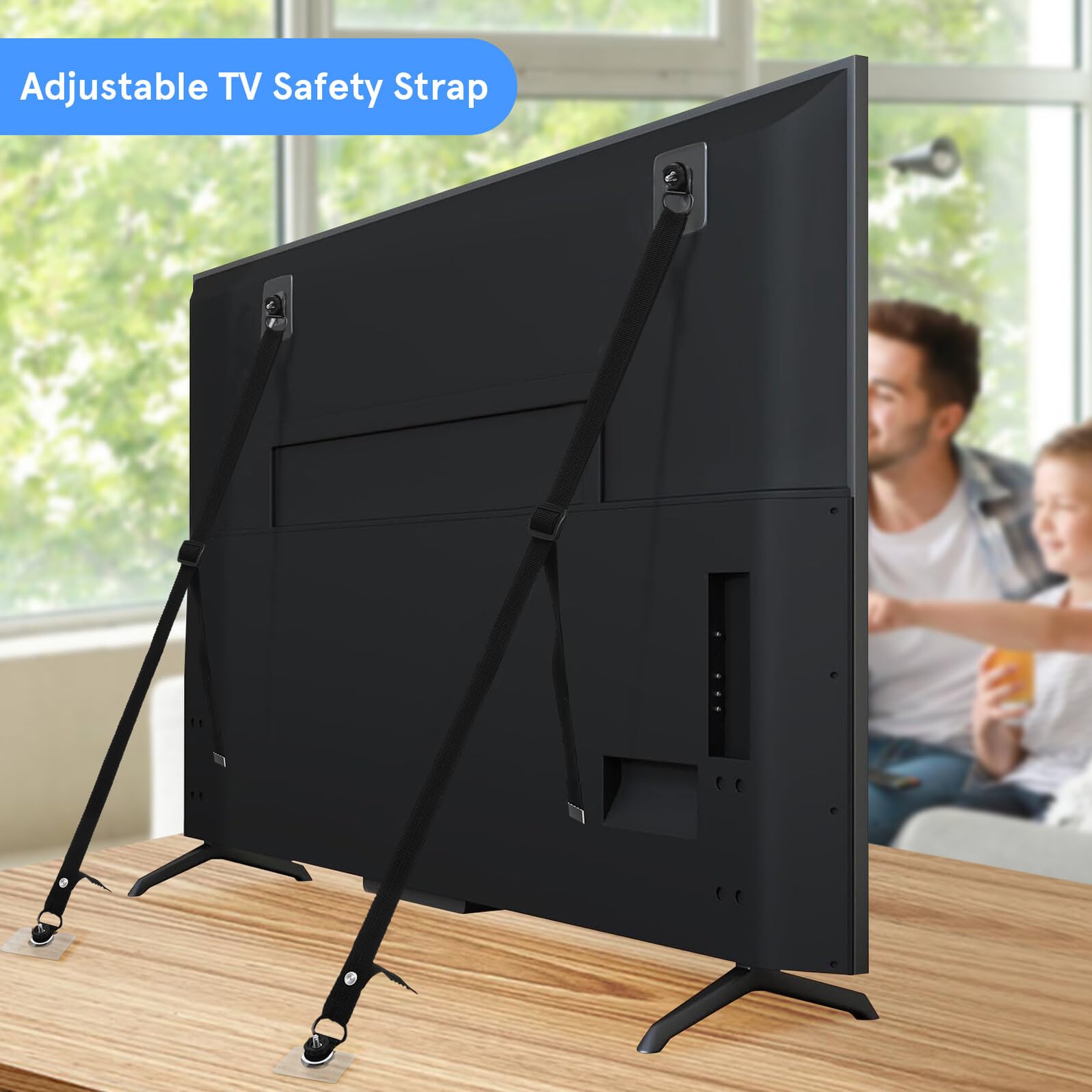 6 Piezas Correas de Seguridad para Muebles Ajustables Cintas Antivuelco para Tv y Gabinetes Anclajes para Protección Infantil Previenen Caídas de Televisores y Cómodas