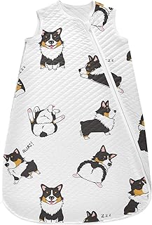 vvfelixl Unisex Pembroke Welsh Corgi Tricolor Dog Seamless Pattern Baby Sleeping Bag,Baby Wearable Blanket,Toddler Sleep Sack,Sleep Suit for Infant Newborn Babies 0-6 Months