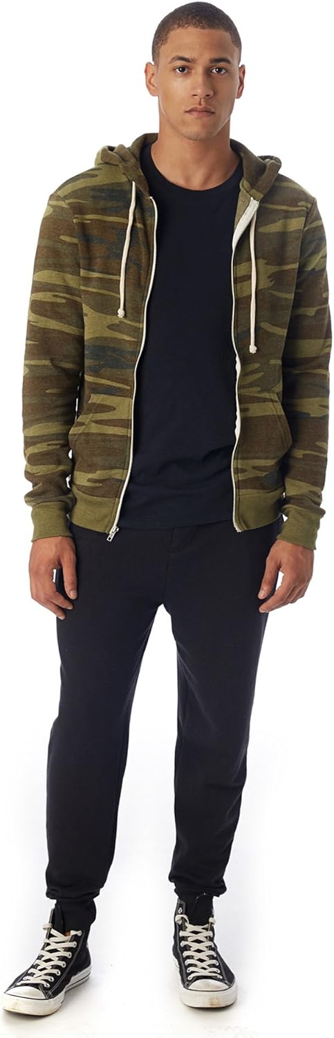 Alternative Men's Rocky Zip Hoodie Sweatshirt Small Camo