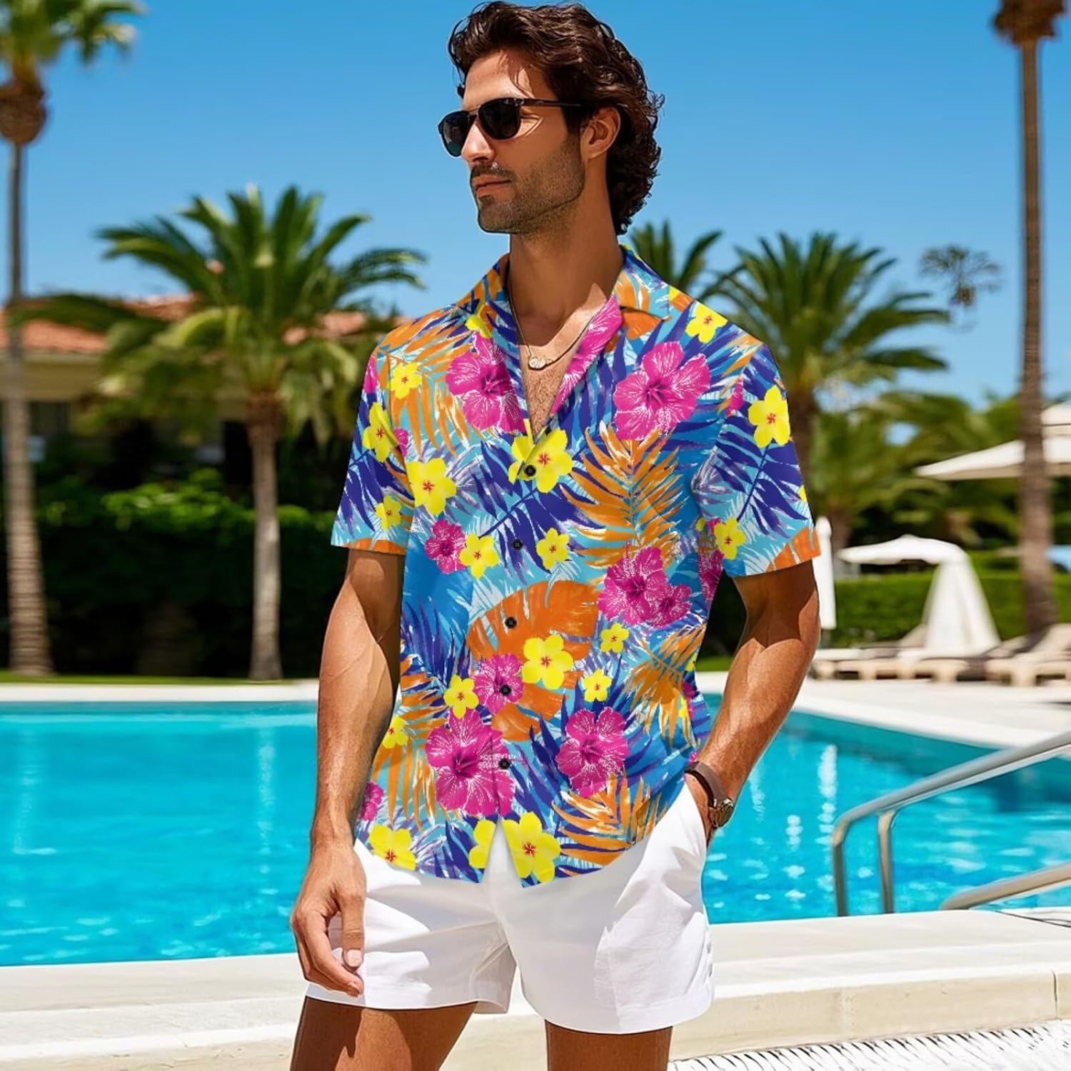 Couples Hawaiian Matching Outfits Beach Sets Women 2 Piece Outfits Vacation Sets Mens Shirts for Luau Party