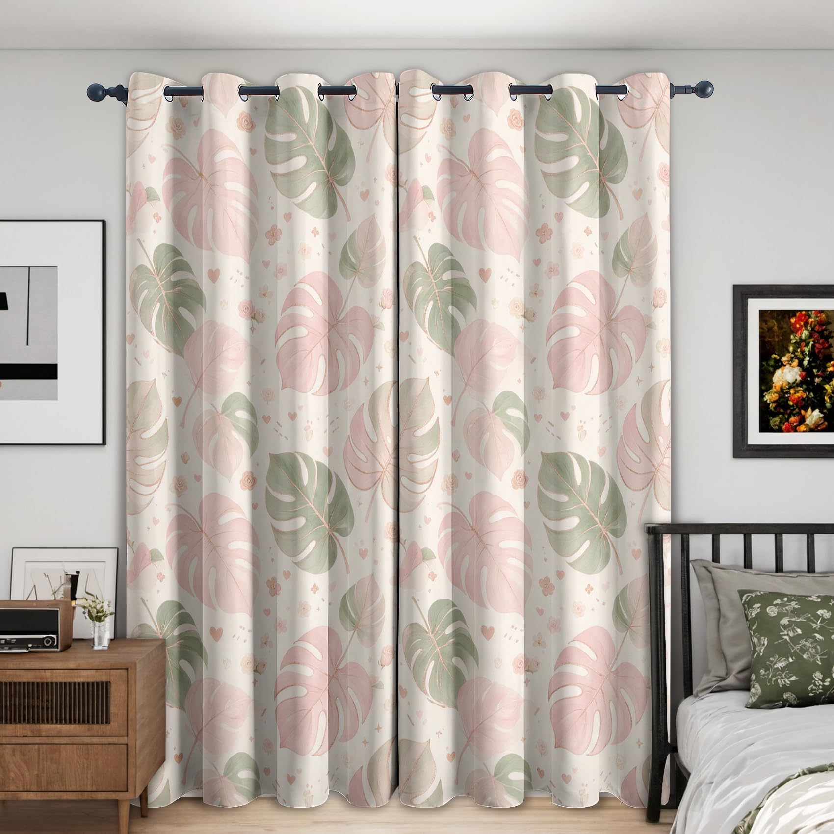 Monstera Leaf Blackout Curtains 46x90 Inch 2 Panels — image 1