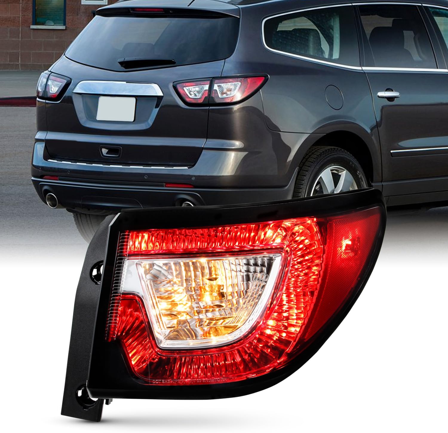 AKKON - Fit 2013 2014 2015 2016 2017 Chevy Traverse Halogen Type Tail Light Outer Brake Lamp Assembly OE Style Driver Left Side