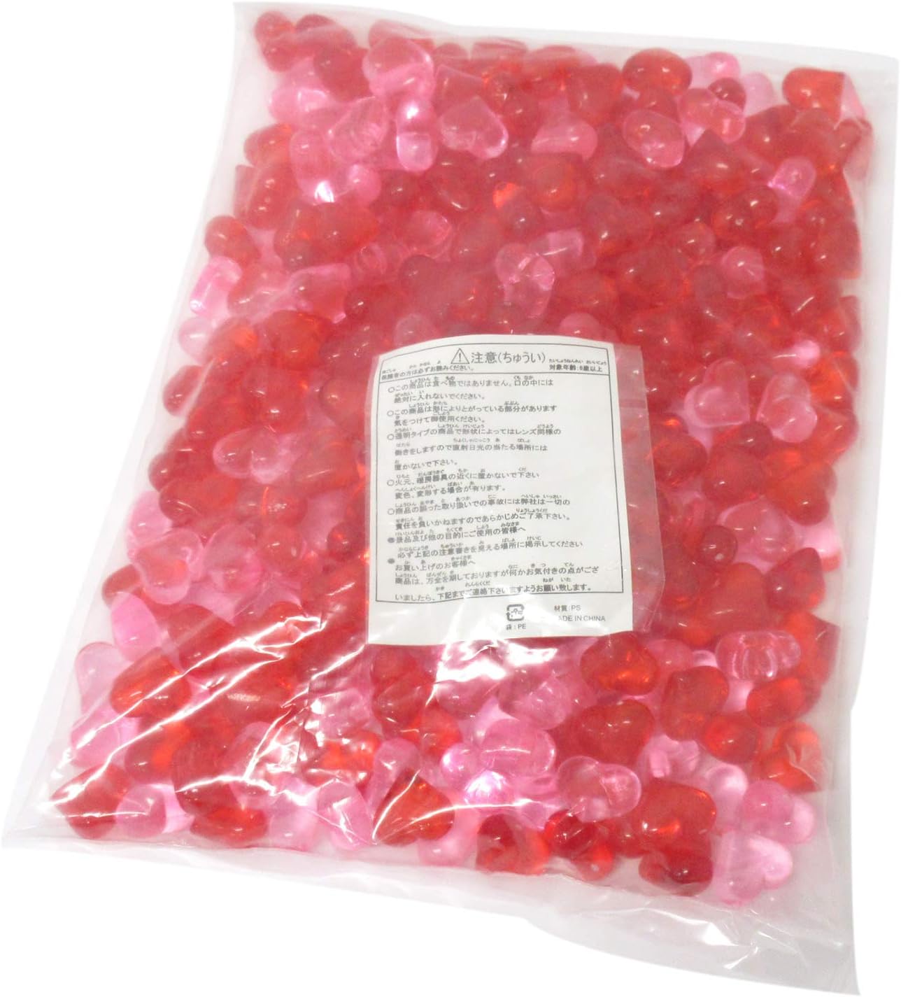 506-951 Gemstone Scoop, Festival Crushed Ice, Little Heart, Red & Light Pink, 2.2 lbs (1 kg) (310 pcs)