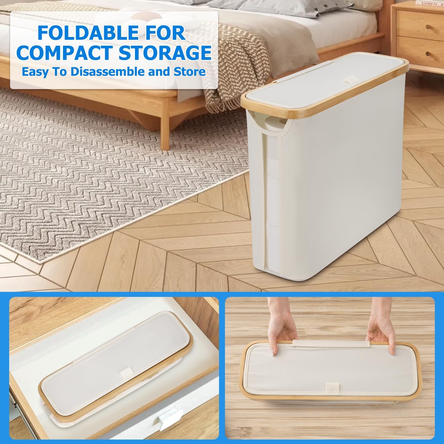 TACGEA Toilet Paper Storage Basket, Toilet Paper Container with Lid, Bathroom Organizer Hold up to 9 Mega Rolls or 12 Regular Rolls, Beige