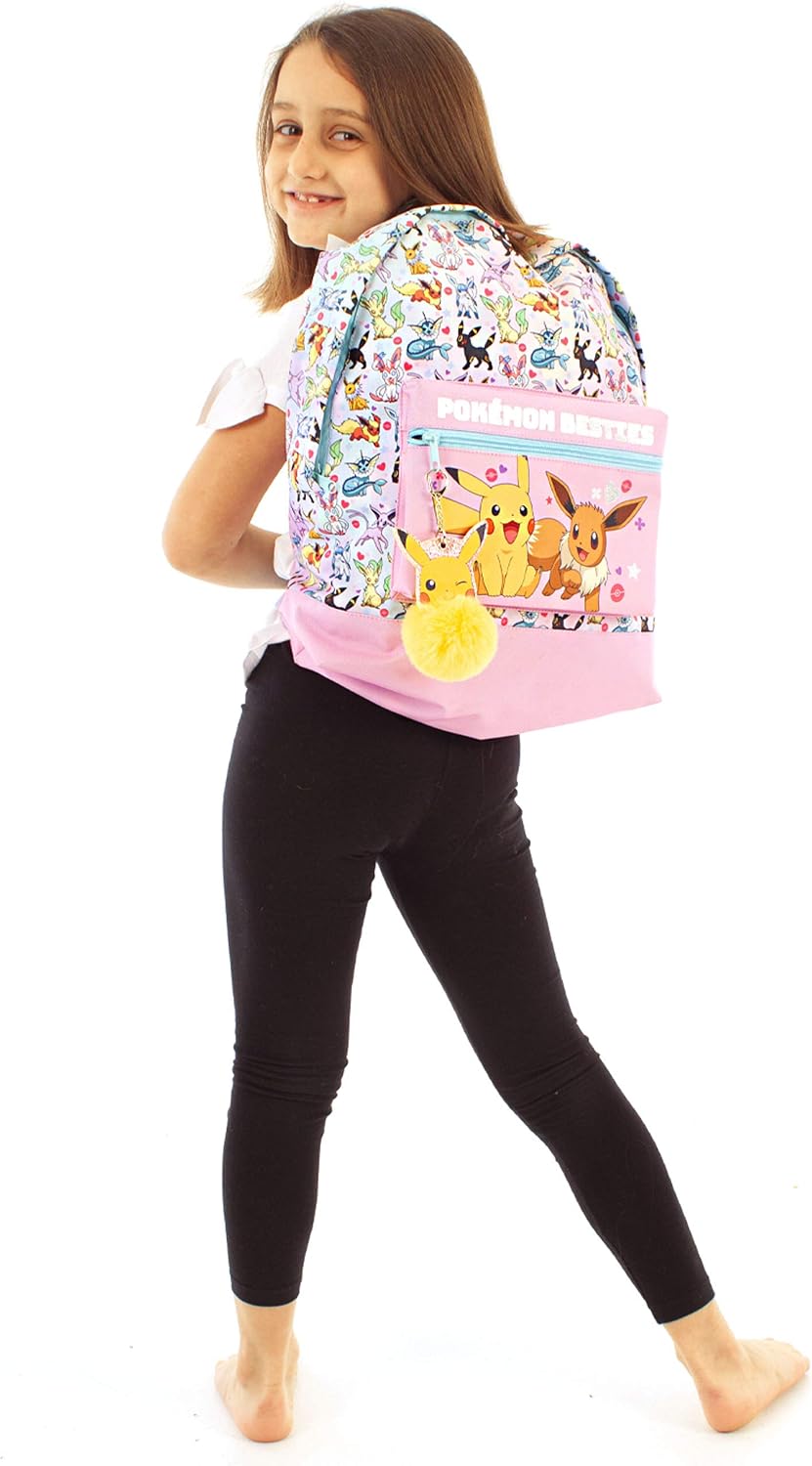 Pokemon Backpack Pikachu Eevee Besties Pink Glitter Bag