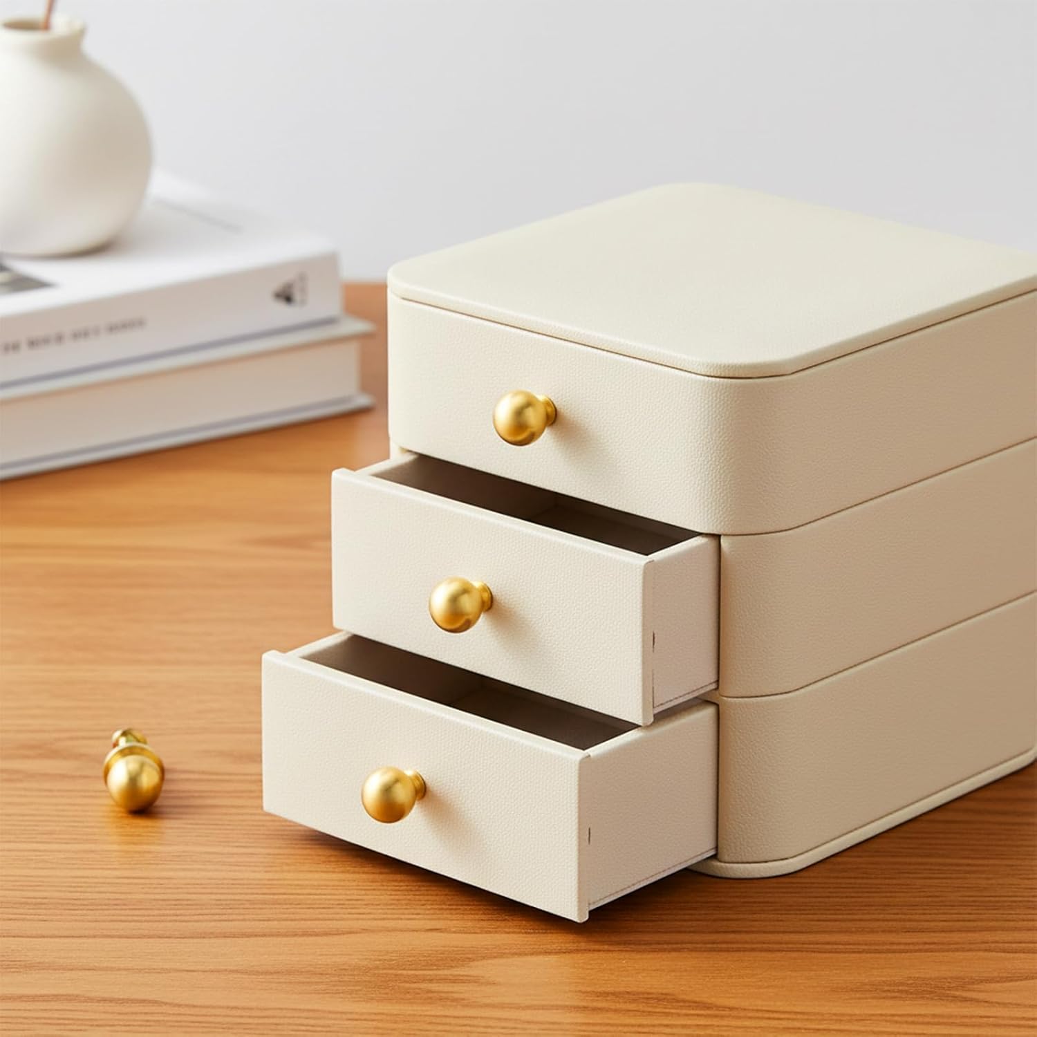 4 Pcs Small Drawer Pulls - 1/2 Inch Diameter Gold Pulls - Small Drawer Knobs for Jewelry Box, Cabinet, Furniture