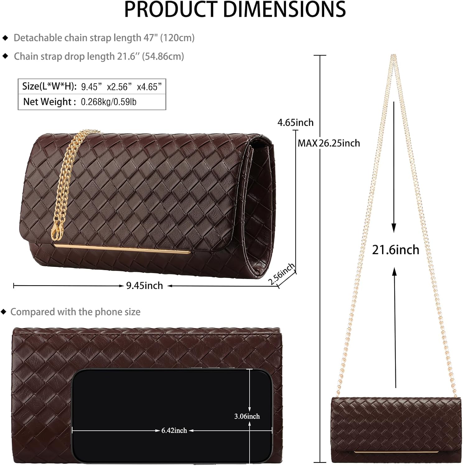 Women's Clutch Purse with Detachable Strap | Evening Handbags for Parties and Weddings - Image 4