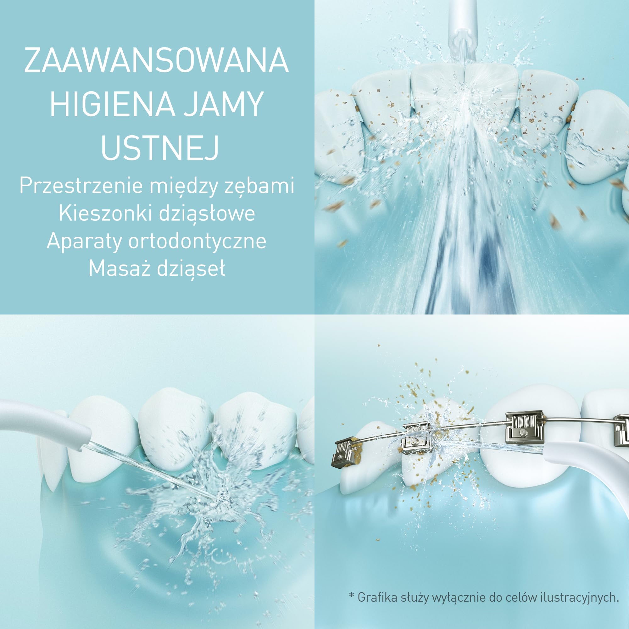 Panasonic EW-DJ11 podróżny irygator do zębów na baterie (zbiornik na wodę 150 ml, 35 s pracy, 2 poziomy ciśnienia strumienia wody), biało-niebieski