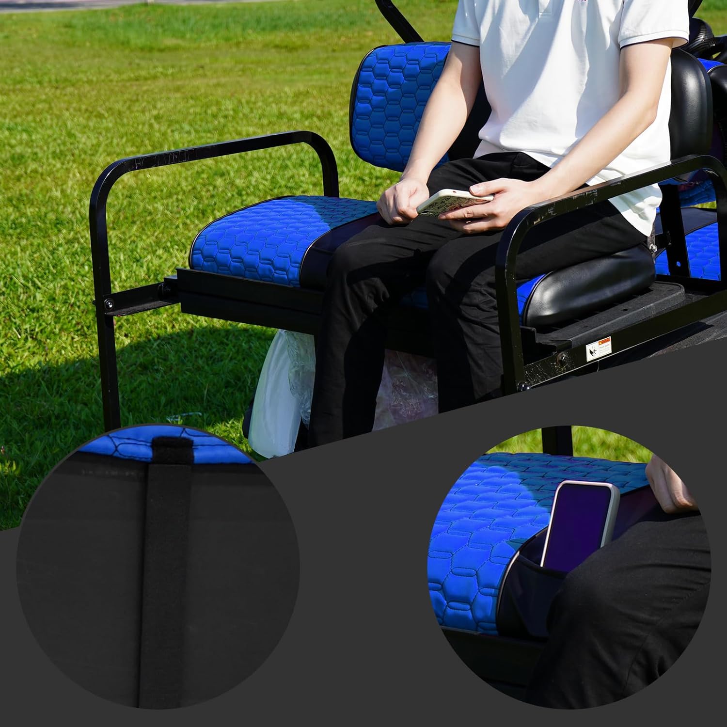 Golf Cart Seat Covers for EZGO TXT Club Car DS Gas or Electric OEM Regular Seat Cushion, No Staple, Golf Cart Vinyl Replacement Seat Cover