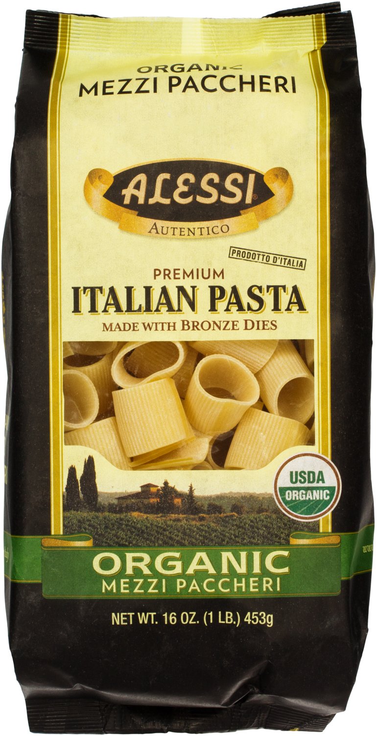 Alessi Italian Organic Mezzi Paccheri, 1 Pound (Pack of 12)