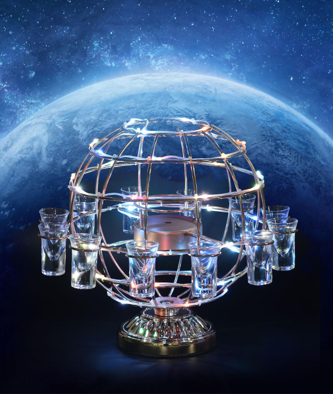 Amazon｜テキーラ観覧車 地球儀型 LED酒ボトルの表示棚 12カップ バー