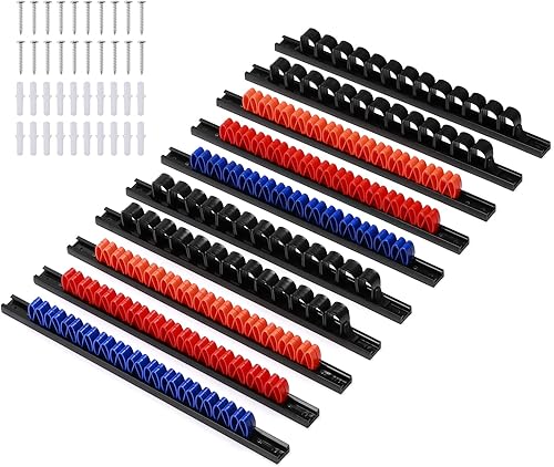 Miniatura 2 de AIRTOON Organizador de destornilladores y llaves, 10 piezas, colgador de llaves de riel de plástico con clips, soporte para herramientas de tablero