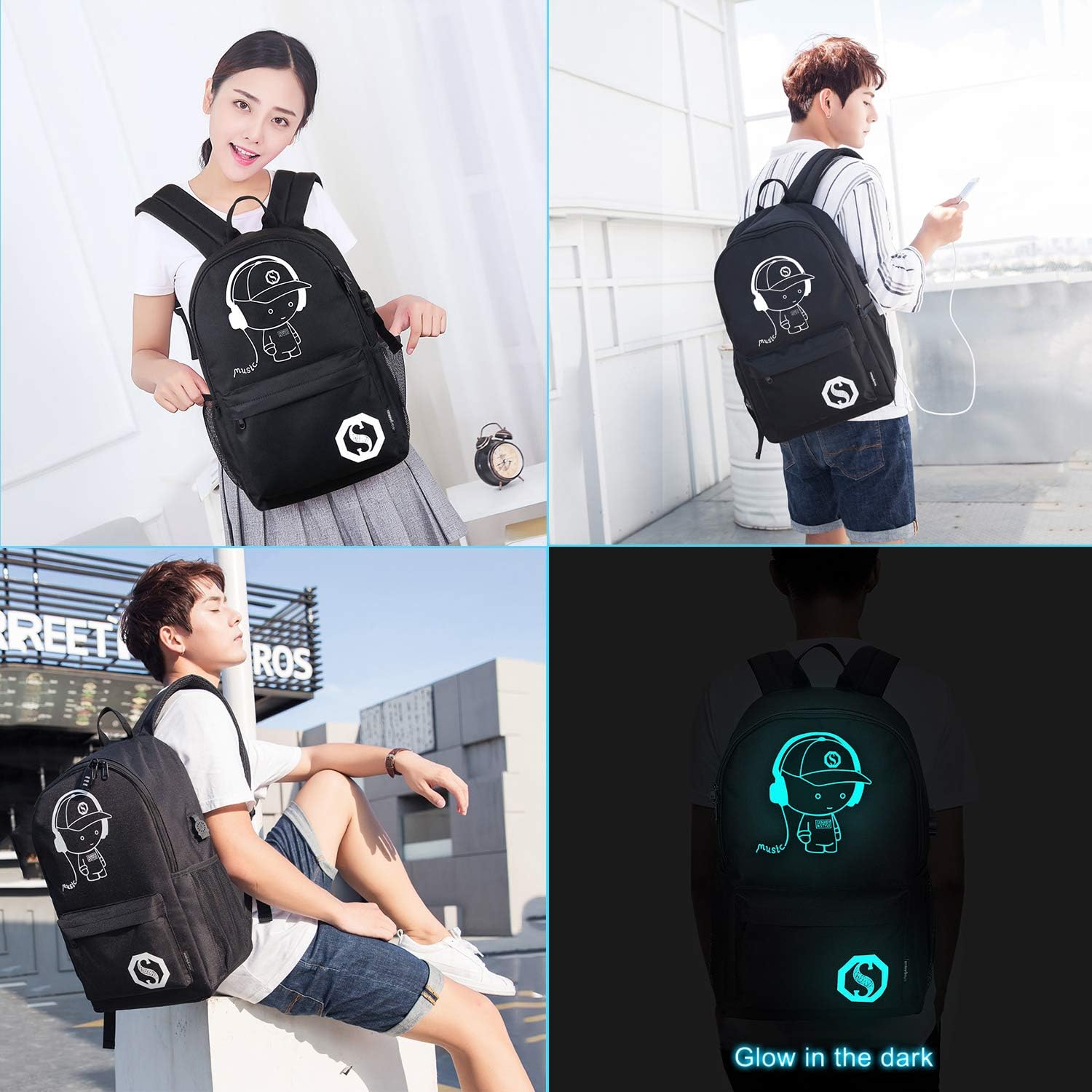 Buу 1 gеt 1 School Backpack, Anime Luminous Backpack College Bookbag Anti-Theft Laptop Backpack with USB Charging Port and Lock & Pencil Case Amаzоn Crаzу 🔥 Dеаlѕ School Backpack, Anime Luminous Backpack College Bookbag Anti-Theft Laptop Backpack with USB Charging Port and Lock & Pencil Case