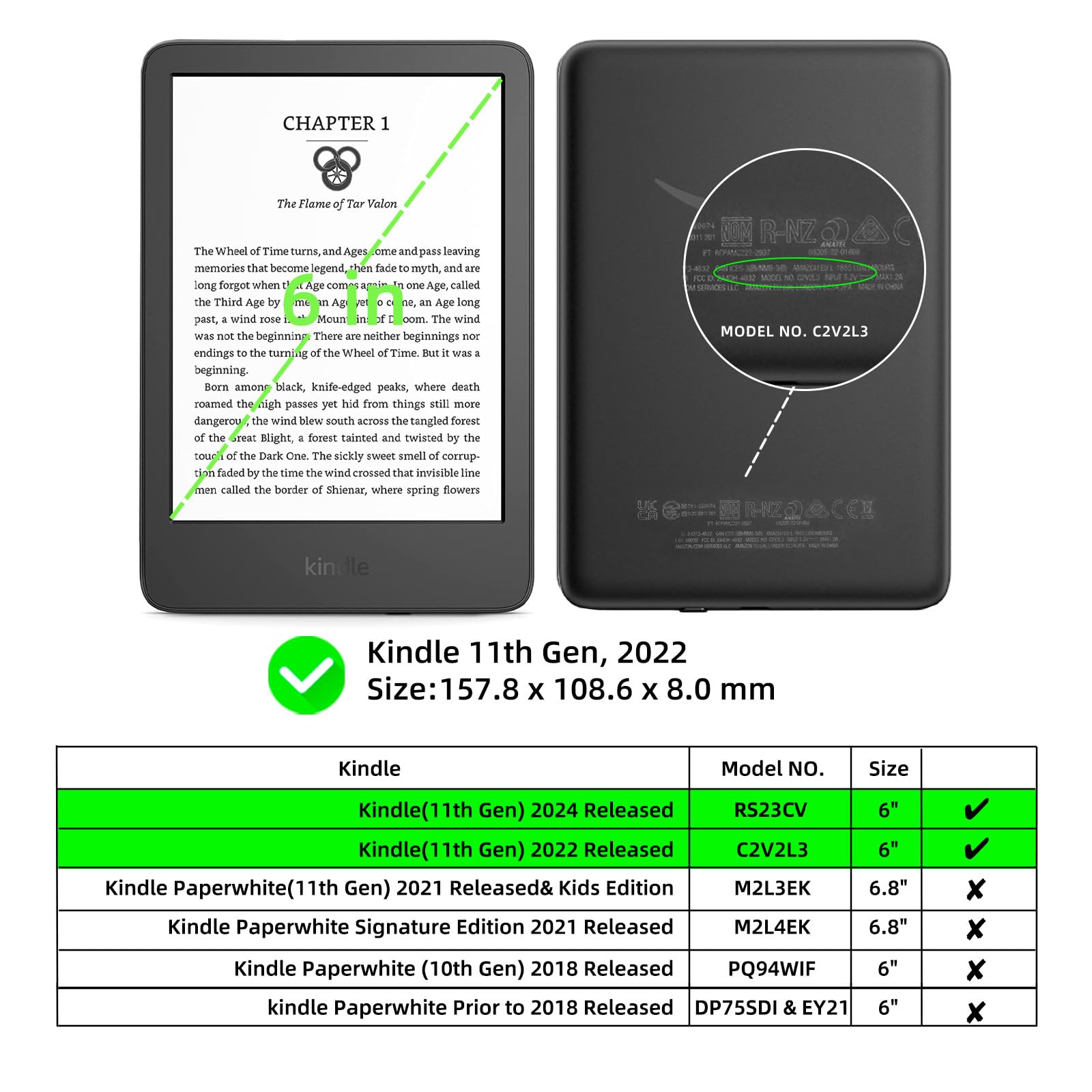 Amazon.com: WALNEW Clear Case for 6” Kindle 11th Generation