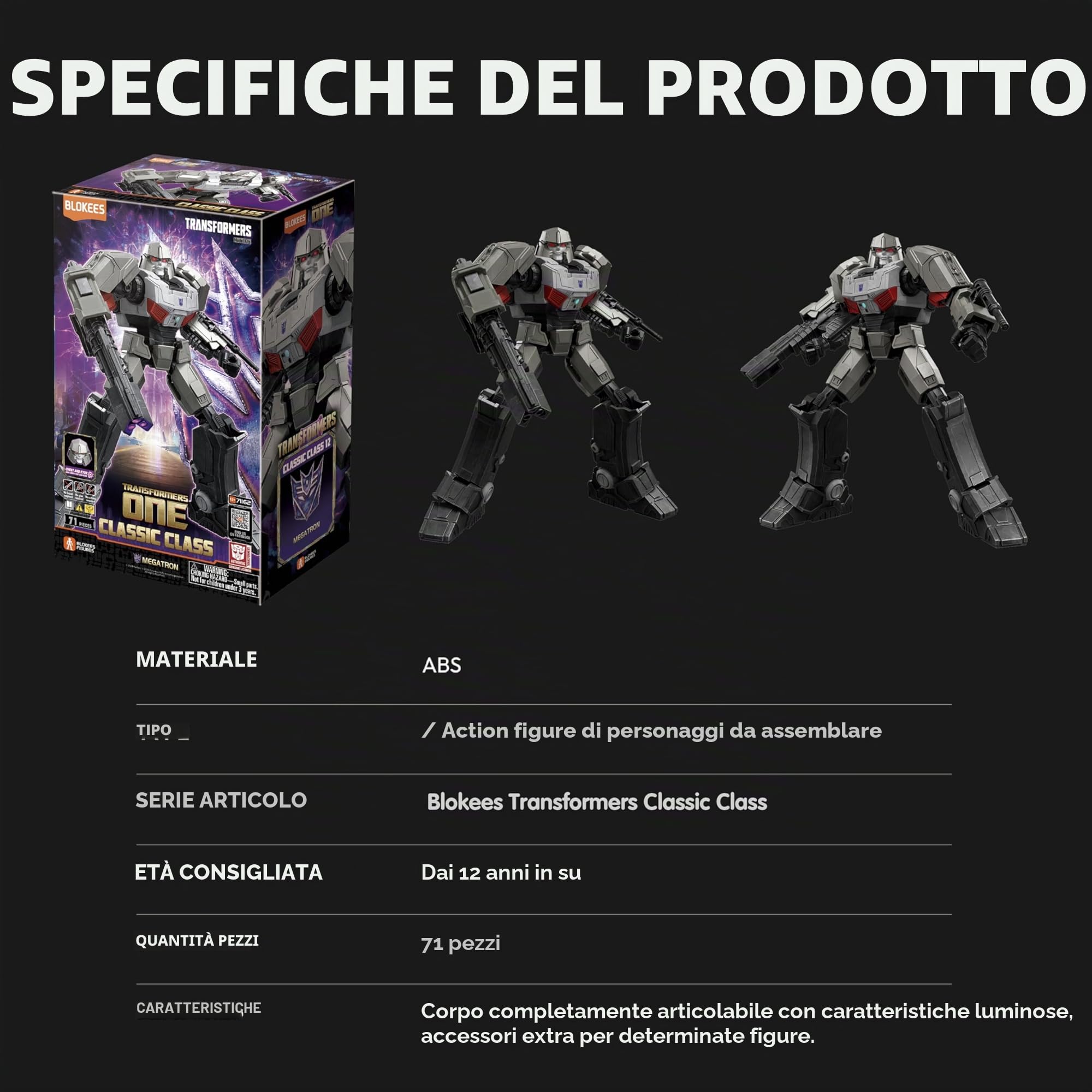 Transformers - Classic Class 12: Model Kit 71 Pezzi Megatron