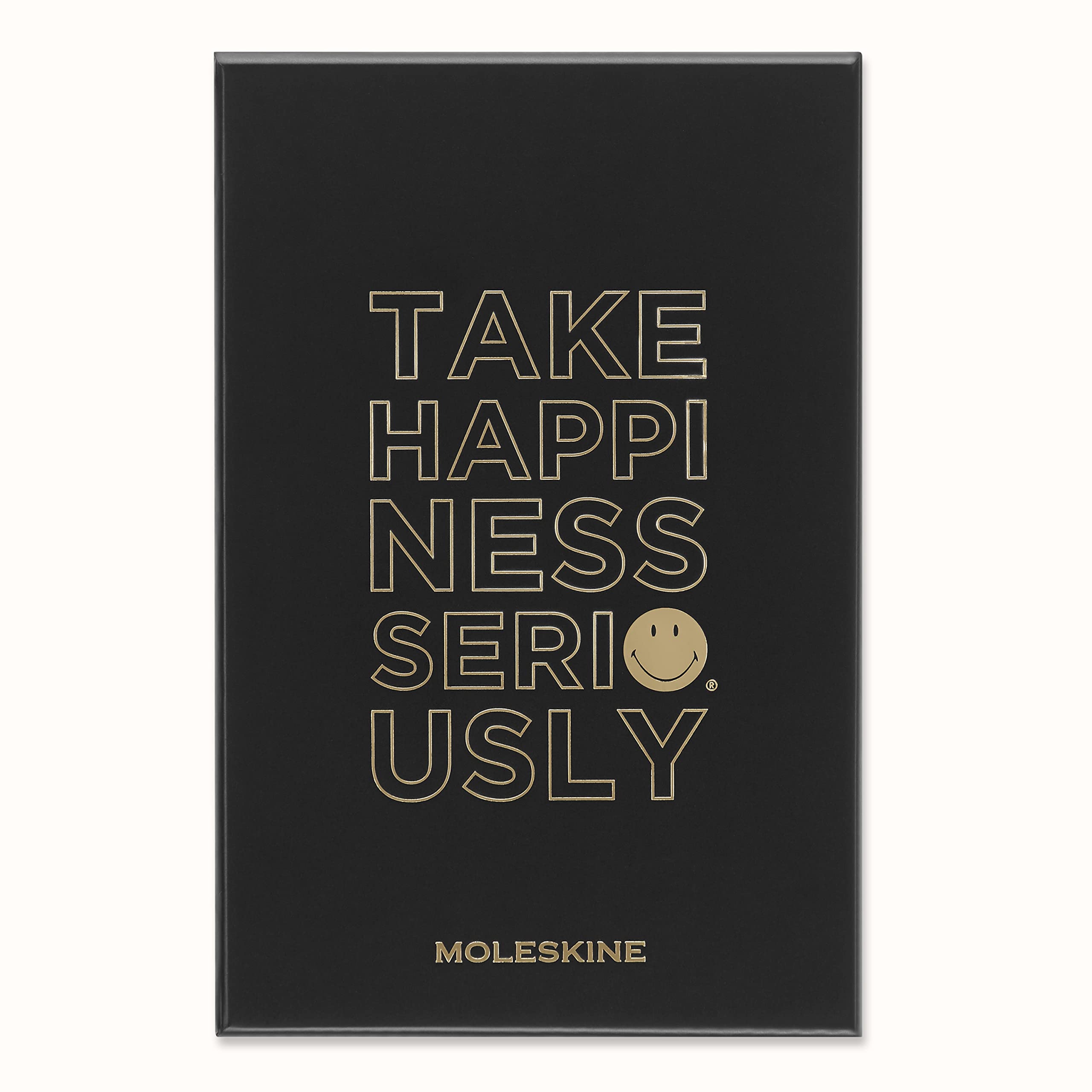 MoleskineLimited Edition Smiley Ruled Notebook with Collector's Box, Hard Cover and Elastic Closure Journal, Size Large 13 x 21 cm, Colour Black